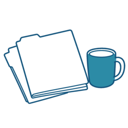 書類とマグカップのイラスト