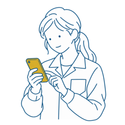 スマートフォンを見る従業員のイラスト